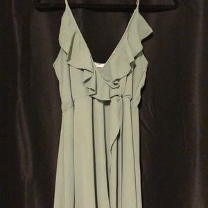 High low sage green dress